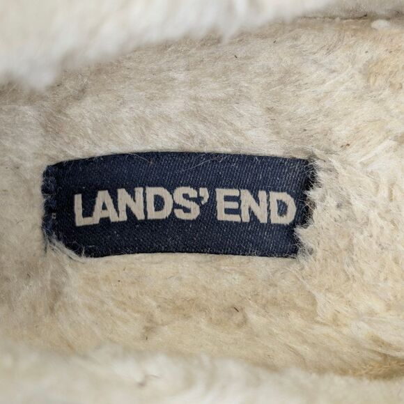 Lands End Women's Fuzzy Lined Suede Moccasin Slippers - Picture 7 of 10